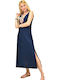 Καλοκαιρινό Midi Φόρεμα Navy Μπλε 13567
