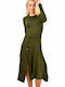 Midi Shirt Dress Khaki