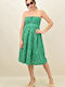 Sommer Midi Damenkleid Grün
