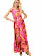 Potre Summer Maxi Dress with Ruffle Pink