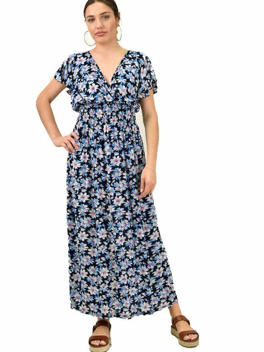 Potre Καλοκαιρινό Maxi Φόρεμα Κρουαζέ Navy Μπλε