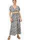 Potre Summer Maxi Dress Wrap Blue