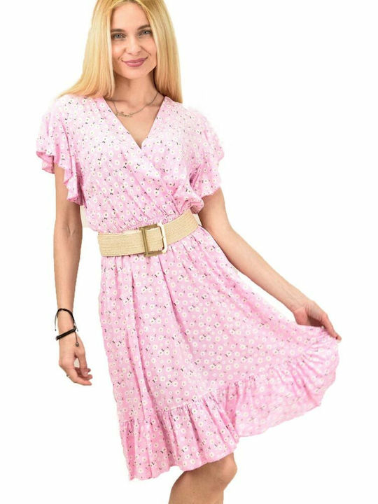 Potre Summer Midi Dress Wrap Pink