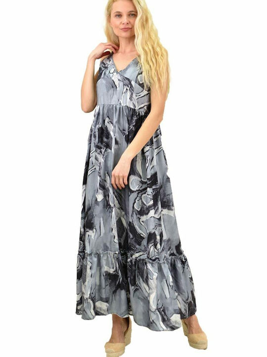 Potre Summer Maxi Dress with Ruffle Gray