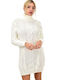 Potre Mini Dress Knitted Turtleneck White