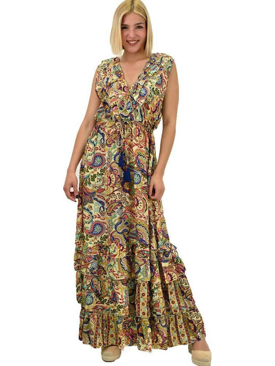Summer Maxi Dress with Ruffle Beige