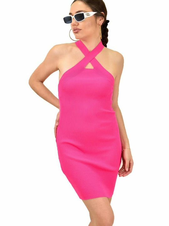 Potre Sommer Midi Kleid Fuchsie