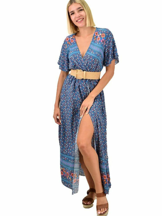 Potre Summer Midi Dress Wrap Blue