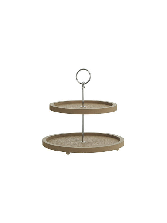 Click Wooden Dessert Tower Stand with 2 Tiers Brown Ø25cmxY25cm