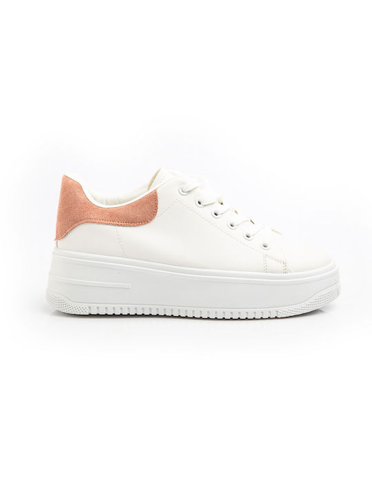 Malesa Damen Flatforms Sneakers White / Pink