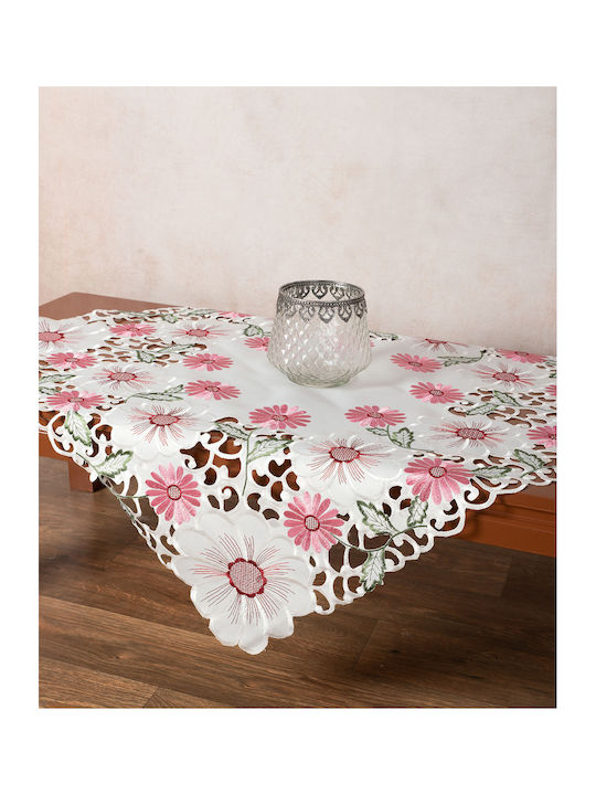 Silk Fashion Καρέ Τραπεζομάντηλο Κοφτό Ροζ 60x60εκ.