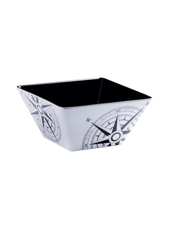 Marine Business Lombok Serving Plate Deep Square Made of Melamine White 6 Pieces