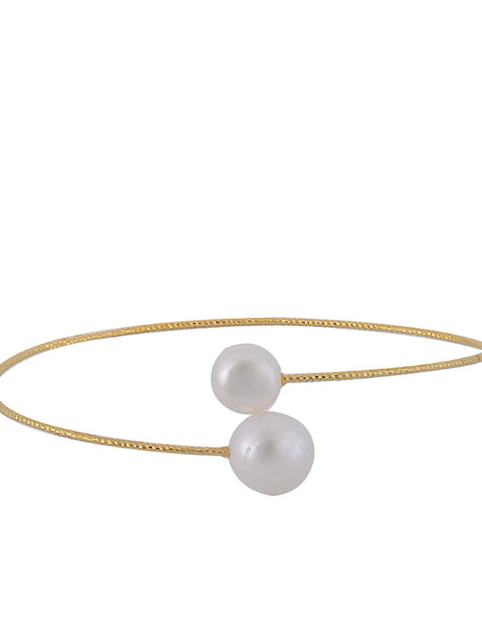 Sava Jewellery Damen Armband Handschellen aus Silber Vergoldet mit Perlen