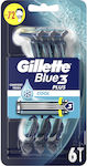 Gillette Blue 3 Plus Cool Ξυραφάκια μιας Χρήσης με 3 Λεπίδες & Λιπαντική Ταινία 6τμχ