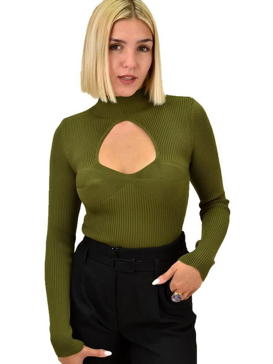 Potre Damen Bluse Langärmelig Khaki