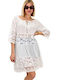 Potre Women's Summer Blouse Cotton Short Sleeve White