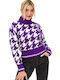 Potre Women's Long Sleeve Sweater Woolen Turtleneck Purple