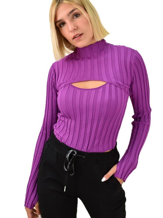 Potre Women's Blouse Long Sleeve with V Neckline Purple 2Pack