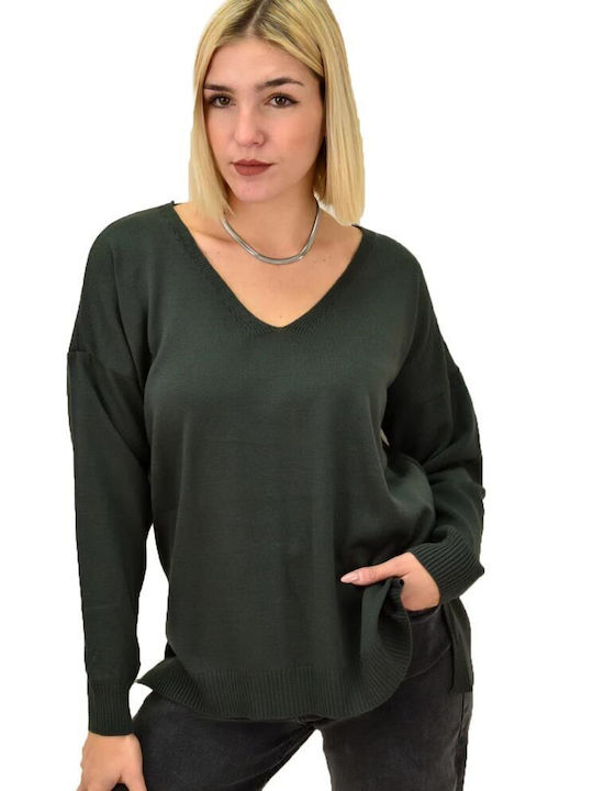 Potre Damen Bluse Langärmelig mit V-Ausschnitt Gray