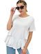 Potre Women's Summer Blouse Cotton Short Sleeve White