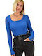 Potre Women's Blouse Long Sleeve Blue