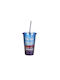 Tpster Glass Water made of Plastic with straw 380ml