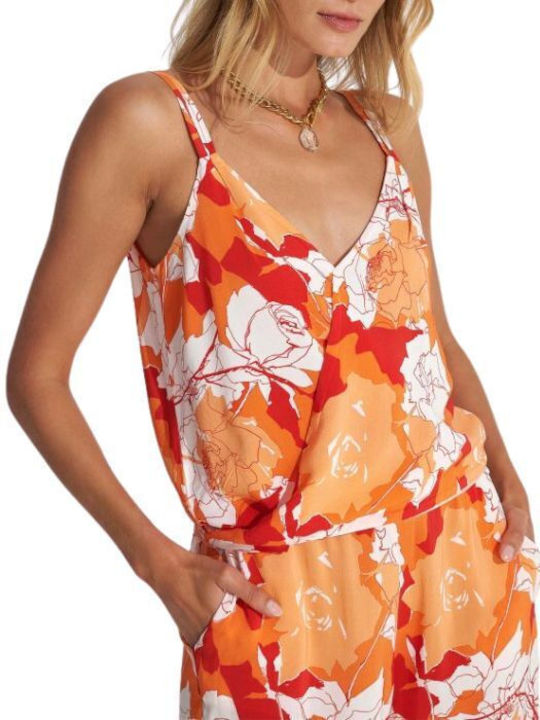 Ale - The Non Usual Casual Women's Summer Blouse with Straps & V Neckline Floral Multicolour