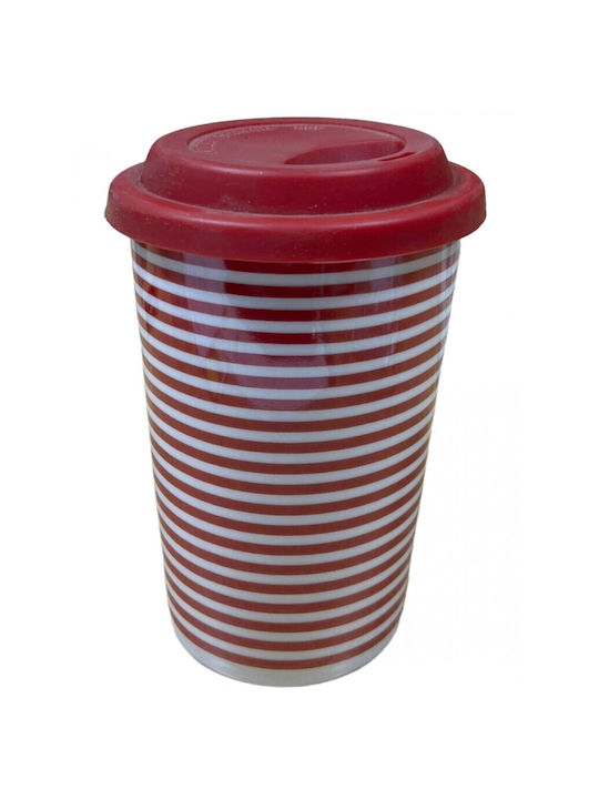 Evigri Mug from Porcelain with Lid Red 413ml
