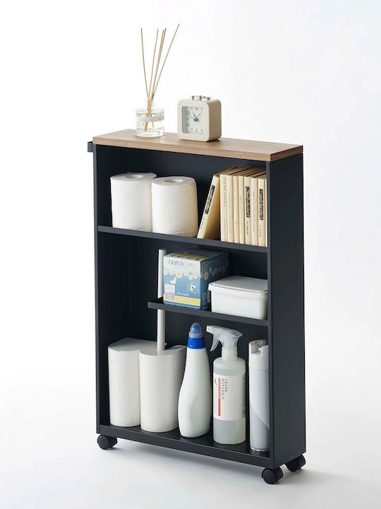 Yamazaki Floor Bathroom Shelf Wooden with 3 Shelves 47.5x13x68cm