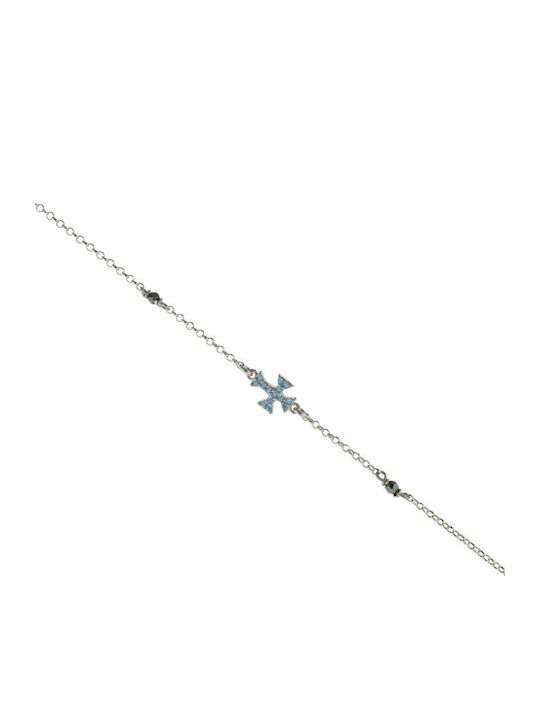Paraxenies Women's Bracelet Chain with Cross design made of Silver with Zircon
