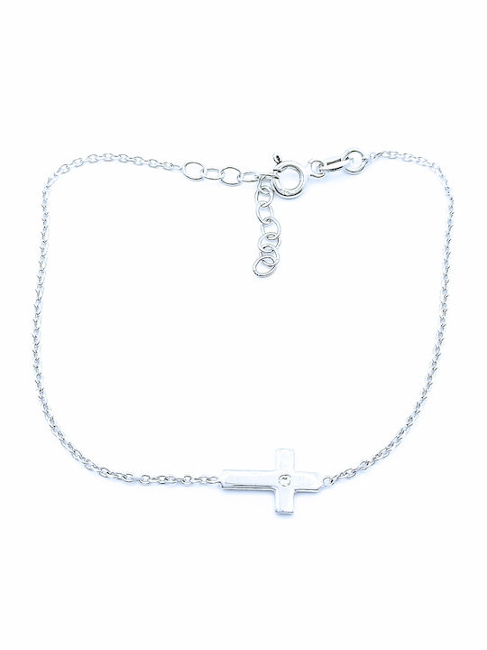 PS Silver Bracelet Chain with Cross design made of Silver Gold Plated with Zircon