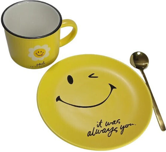Smile Becher aus Porzellan Gelb 200ml