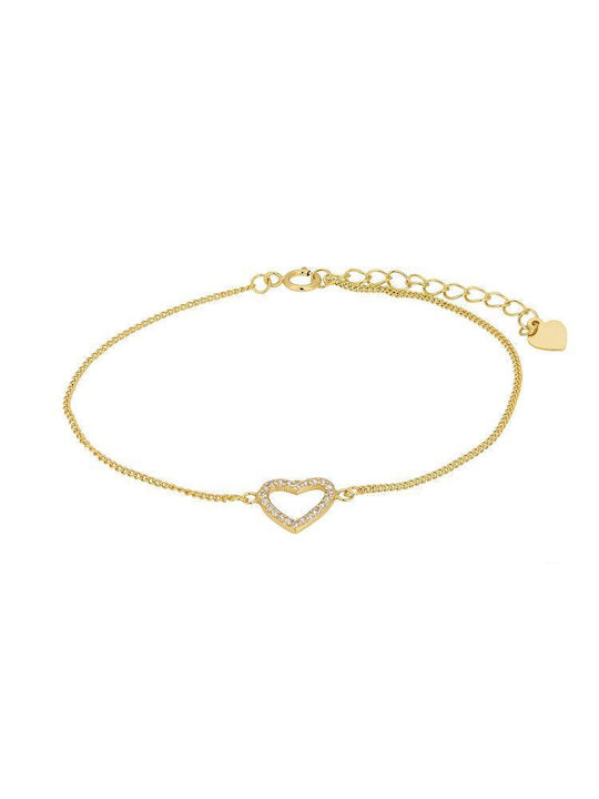 Amor Amor Bracelet with design Heart made of Silver Gold Plated with Zircon