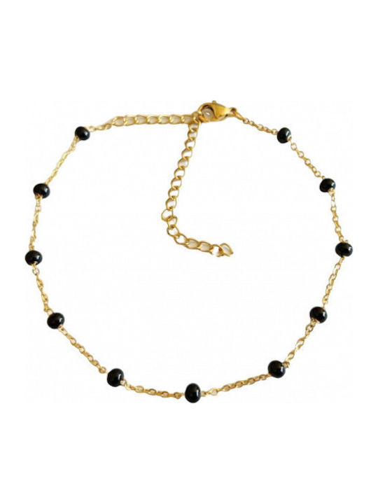 Tatu Moyo Gold Plated Steel Anklet Chain Black