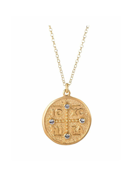 Paraxenies Halskette Konstantin Amulett aus Vergoldet Silber mit Zirkonia