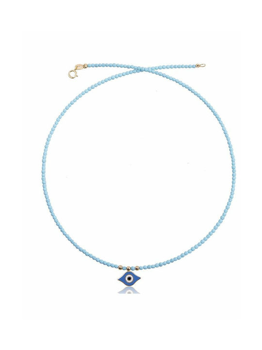 Paraxenies Necklace Eye from Gold 9 K