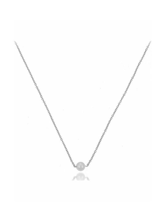 Paraxenies Necklace from White Gold 14K with Pearls