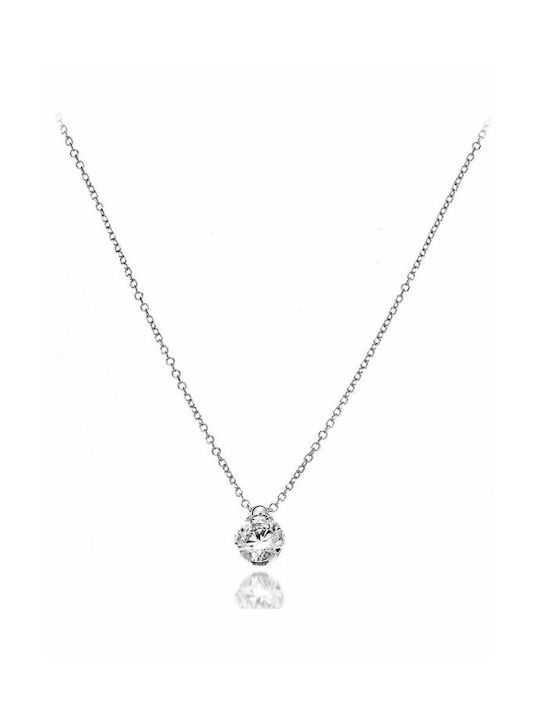 Paraxenies Necklace from White Gold 14K with Zircon