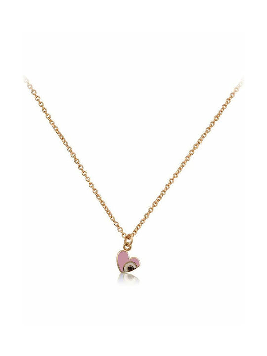 Paraxenies Necklace with design Heart from Rose Gold 14K