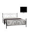 Ρόδος Bett Doppel Metall Schwarz Für Matratze 140x200cm