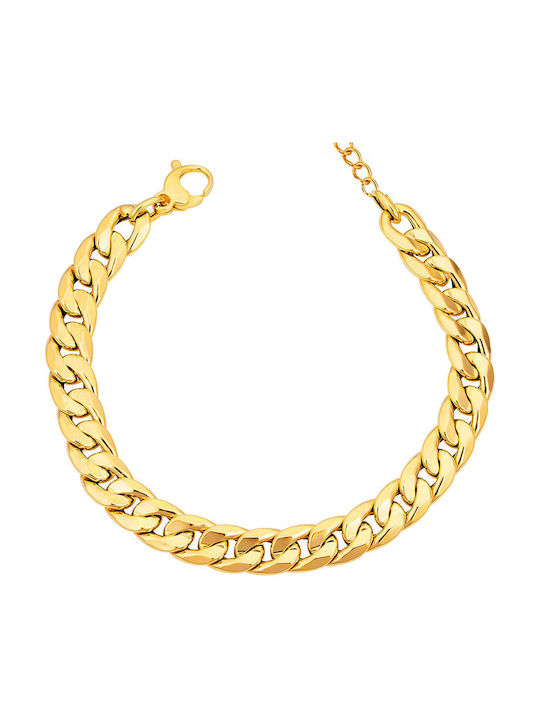 Theodora's Jewellery Chunky Αλυσίδα Χειρός Cuban από Ατσάλι Επιχρυσωμένη Φαρδιά Πάχους 11mm