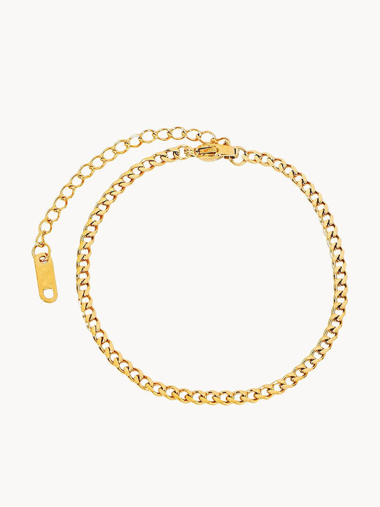 Theodora's Jewellery Ανδρική Αλυσίδα Χειρός Cuban από Ατσάλι Επιχρυσωμένη Λεπτή Πάχους 3.7mm