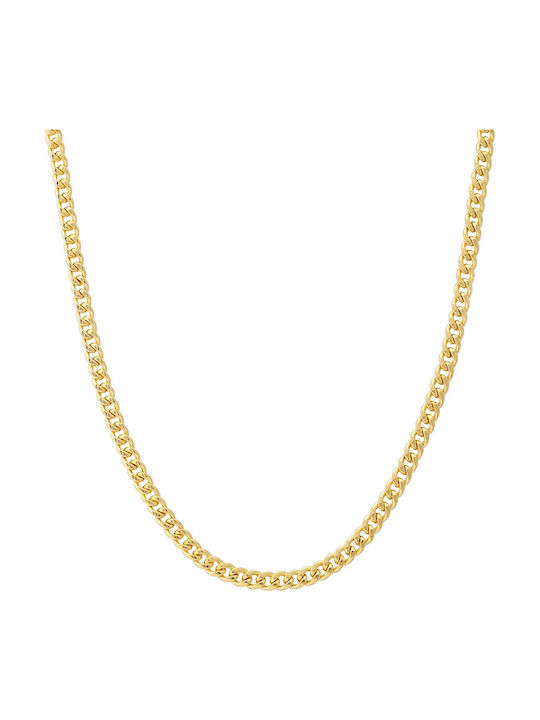 Theodora's Jewellery Αλυσίδα Λαιμού Cuban από Ατσάλι Επιχρυσωμένη Λεπτή Πάχους 3.7mm και Μήκους 55cm