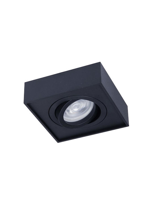 Eko Light Square Metallic Recessed Spot with Socket GU10 Black 1pcs