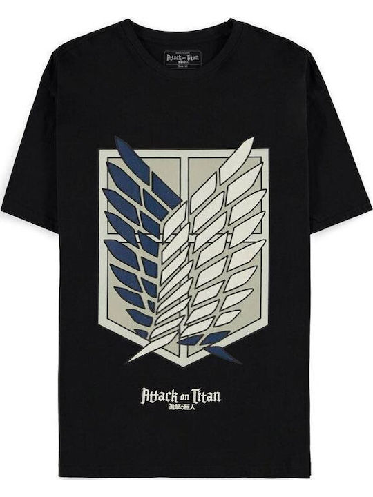Difuzed Attack On Titan T-shirt Μαύρο Βαμβακερό