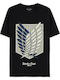Difuzed Attack On Titan T-shirt Μαύρο Βαμβακερό