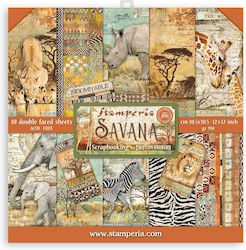 Stamperia Savana Scrapbooking Leaves Double Sided 190gr/m² 10 Sheets 10pcs