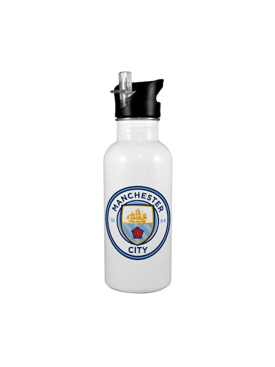 Koupakoupa Manchester City Fc Sticla de apa Oțel inoxidabil 600ml Alb
