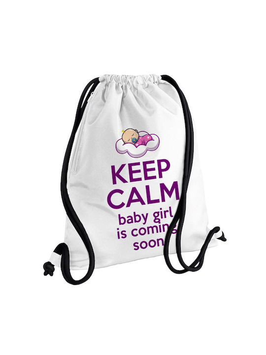 Koupakoupa Keep Calm Baby Girl Is Coming Soon!!! Geantă Înapoi Sala de sport Alb