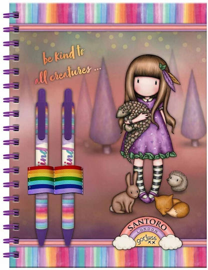 Santoro Gorjuss Notebook Spiral with Blank Pages and Pen Holder Multicolour